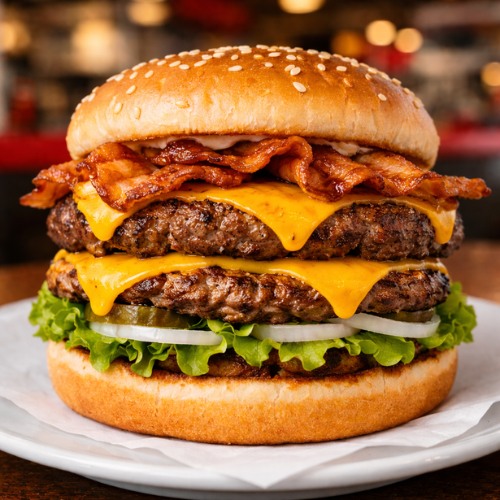 Single Rodeo Burger Bacon Double Cheeseburger portillo's burgers , portillo's menu , portillo's menu with prices