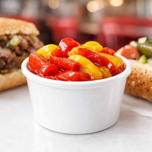 Hot Peppers, Giardiniera Sauce, Sweet Peppers, Gravy Bread, House Bread , Portillo's sides, portillo's food, portillo's menu with prices , portillo's menu , portillo's catering , portillo's breakfast menu