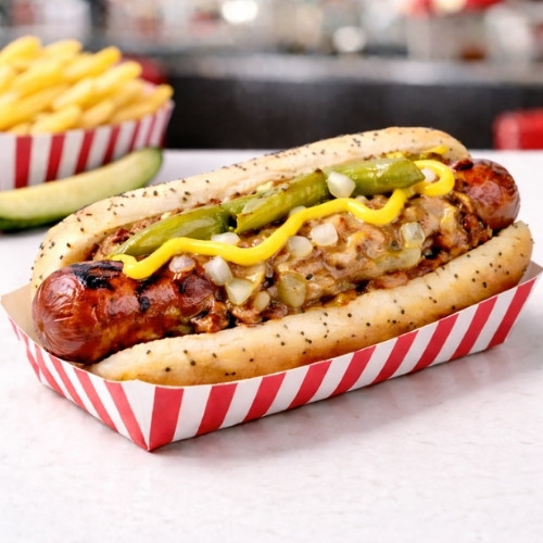 Char Grilled Polish Sausage , Portillo's Dog , portillo's food, portillo's menu with prices , portillo's menu , portillo's catering , portillo's breakfast menu